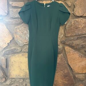 Calvin Klein Deep Green Midi Sheath Dress